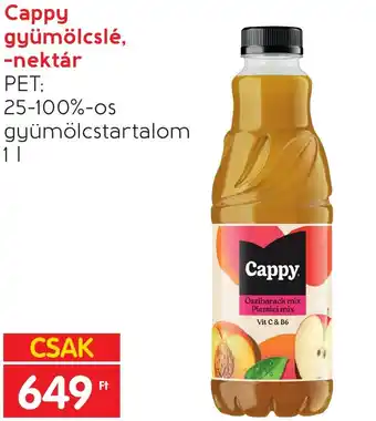 Spar Cappy gyümölcslé, nektár 1l ajánlat