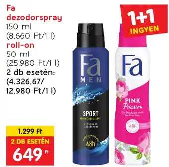 Spar Fa dezodorspray 150ml, roll on 50ml ajánlat