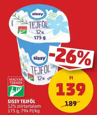 PENNY SISSY TEJFÖL 12% zsírtartalom 175g ajánlat