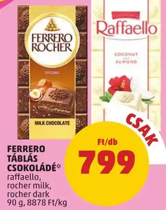 PENNY FERRERO TÁBLÁS CSOKOLÁDÉ 90g ajánlat