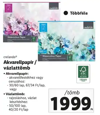 crelando Akvarellpapír, vázlattömb