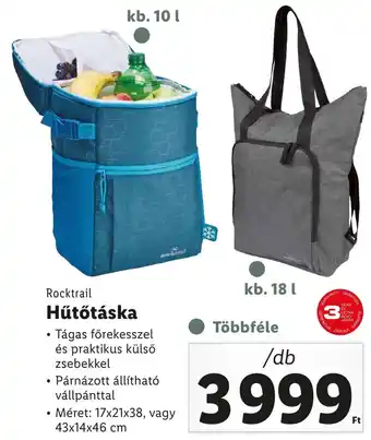 Lidl Rocktrail Hűtőtáska 17x21x38cm vagy 43x14x46cm ajánlat