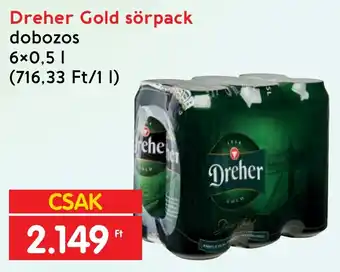 Interspar Dreher Gold sörpack dobozos 6x0.5l ajánlat