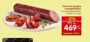 Spar Szarvasi pulyka vastagkolbász ajánlat