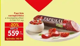 Spar Paprikás vastagkolbász 10dkg ajánlat