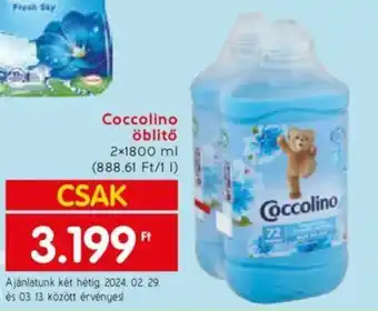 Spar Coccolino öblítő 2×1800 ml ajánlat