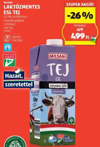 ALDI MILSANI LAKTÓZMENTES ESL TEJ 3,5% ajánlat