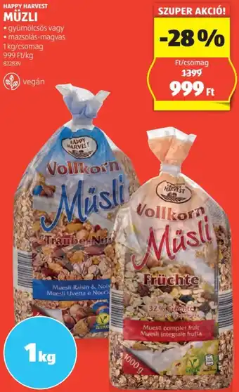 ALDI HAPPY HARVEST MÜZLI 1kg ajánlat
