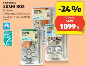ALDI GOOD CHOICE SUSHI BOX 210g vagy 205g ajánlat