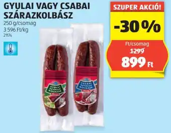 ALDI GYULAI VAGY CSABAI SZÁRAZKOLBÁSZ 250g ajánlat
