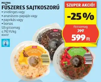 ALDI MILFINA FŰSZERES SAJTKOSZORÚ 125g ajánlat