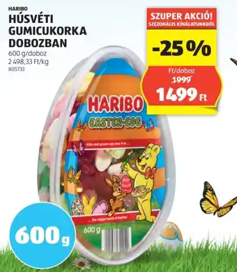 ALDI HARIBO HÚSVÉTI GUMICUKORKA DOBOZBAN 600g ajánlat