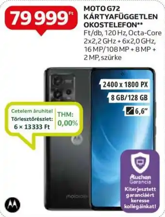 Auchan MOTO G72 KÁRTYAFÜGGETLEN OKOSTELEFON ajánlat