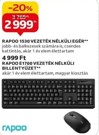 RAPOO 1530 VEZETÉK NÉLKÜLI EGÉR