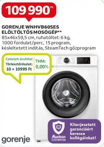 Auchan GORENJE WNHVB60SES ELÖLTÖLTŐS MOSÓGÉP 85x46x59,5cm ajánlat