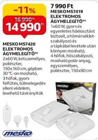MESKO MS7420 ELEKTROMOS ÁGYMELEGÍTŐ