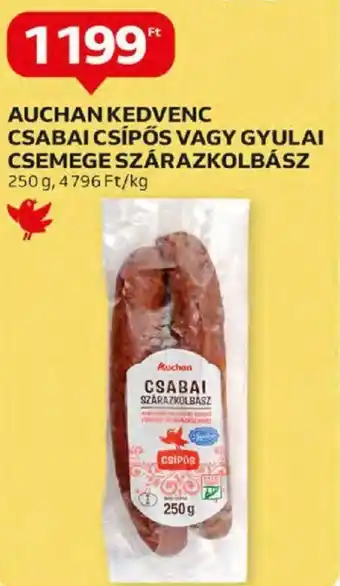 Auchan AUCHAN KEDVENC CSABAI CSÍPŐS VAGY GYULAI CSEMEGE SZÁRAZKOLBÁSZ 250g ajánlat