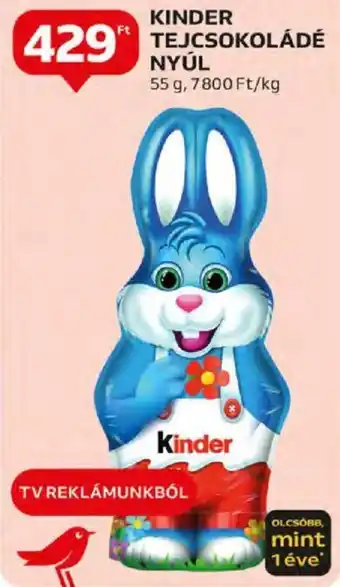 Auchan KINDER TEJCSOKOLÁDÉ NYÚL 55g ajánlat