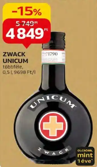 Auchan ZWACK UNICUM 0,5l ajánlat