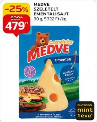 Auchan MEDVE SZELETELT EMENTÁLISAJT 90g ajánlat