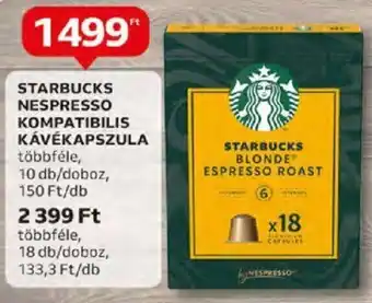 Auchan STARBUCKS NESPRESSO KOMPATIBILIS KÁVÉKAPSZULA 10db ajánlat