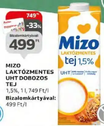 Auchan MIZO LAKTÓZMENTES UHT DOBOZOS TEJ 1,5% 1l ajánlat