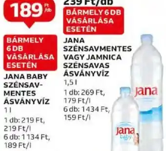 Auchan JANA BABY SZÉNSAVMENTES ÁSVÁNYVÍZ 1l ajánlat