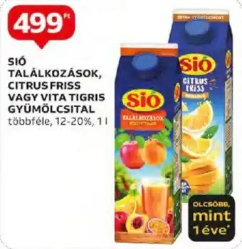 Auchan SIÓ TALÁLKOZÁSOK, CITRUS FRISS VAGY VITA TIGRISSIO GYÜMÖLCSITAL 12-20% 1l ajánlat