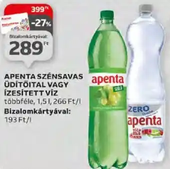 Auchan APENTA SZÉNSAVAS ÜDÍTŐITAL VAGY ÍZESÍTETT VÍZ 1,5l ajánlat