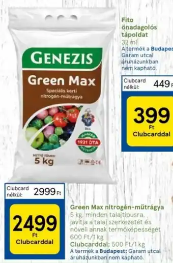 Tesco Green Max nitrogén-műtrágya 5 kg ajánlat