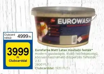 Tesco Eurofarbe Matt Latex mosható festék 2.5l ajánlat