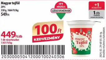 Coop Magyar tejföl 20% 330g ajánlat