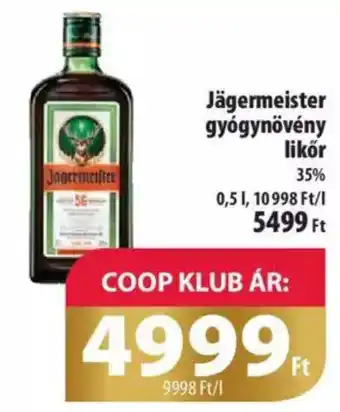 Coop Jägermeister gyógynövény likőr 35% 0.5l ajánlat