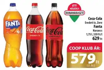 Coop Coca-Cola Eredeti íz, Zero Fanta Narancs 1.75l ajánlat