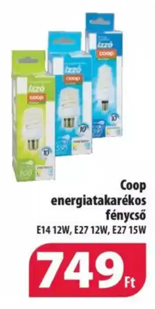 Coop Coop energiatakarékos fénycső E14 12W, E27 12W, E27 15W ajánlat