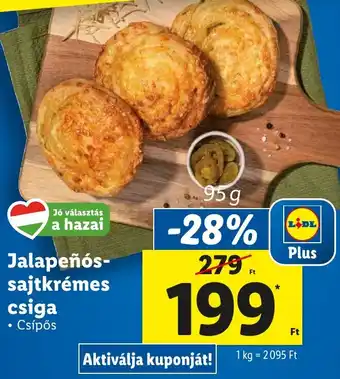 Lidl Jalapeñós sajtkrémes csiga 95g ajánlat