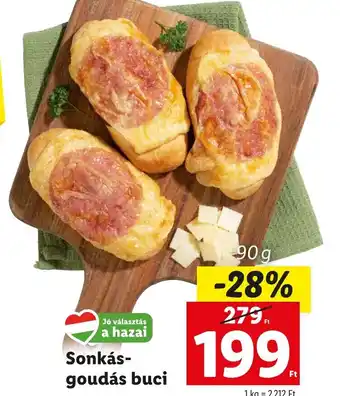 Lidl Sonkás goudás buci 90g ajánlat