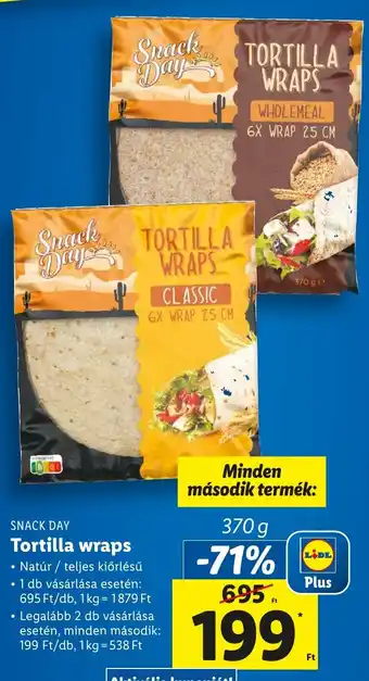 Lidl SNACK DAY Tortilla wraps 370g ajánlat