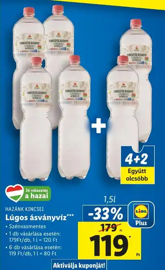 Lidl HAZÁNK KINCSEI Lúgos ásványvíz 1,5l ajánlat