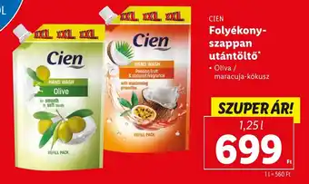 Lidl CIEN Folyékony szappan utántöltő 1,25l ajánlat