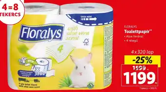 Lidl Floralys Toalettpapír 4x320lap ajánlat