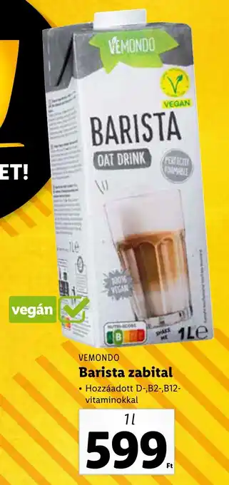 Lidl VEMONDO Barista zabital 1l ajánlat