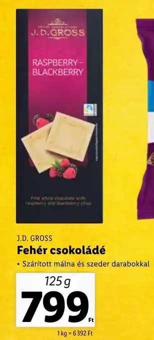 Lidl J.D. GROSS Fehér csokoládé 125g ajánlat