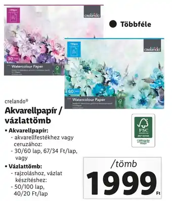 Lidl crelando Akvarellpapír, vázlattömb ajánlat