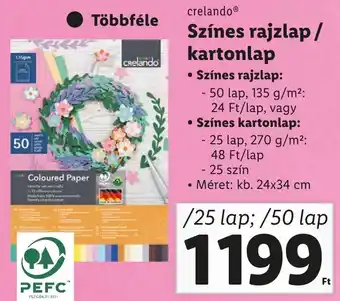 Lidl crelando Színes rajzlap, kartonlap 15lap, 50lap ajánlat