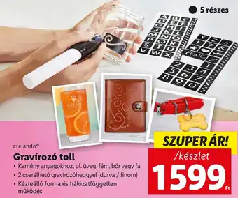 Lidl crelando Gravírozó toll 5 részes ajánlat