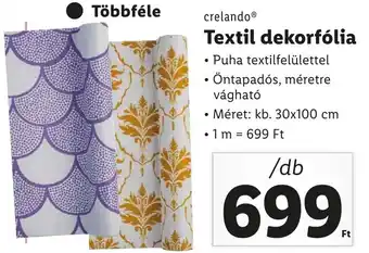 Lidl crelando Textil dekorfólia 30x100cm ajánlat