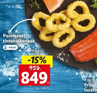Lidl Panírozott tintahalkarikák 220g ajánlat
