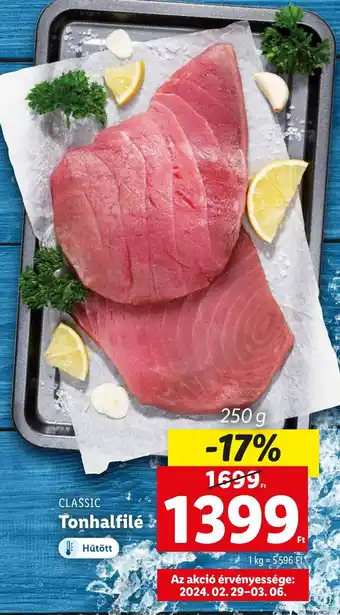 Lidl CLASSIC Tonhalfilé 250g ajánlat