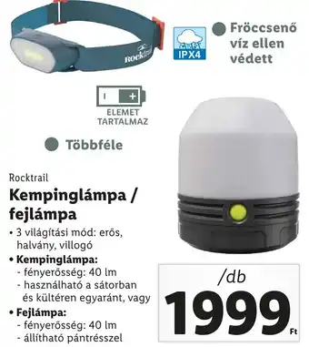 Lidl Rocktrail Kempinglámpa, fejlámpa ajánlat